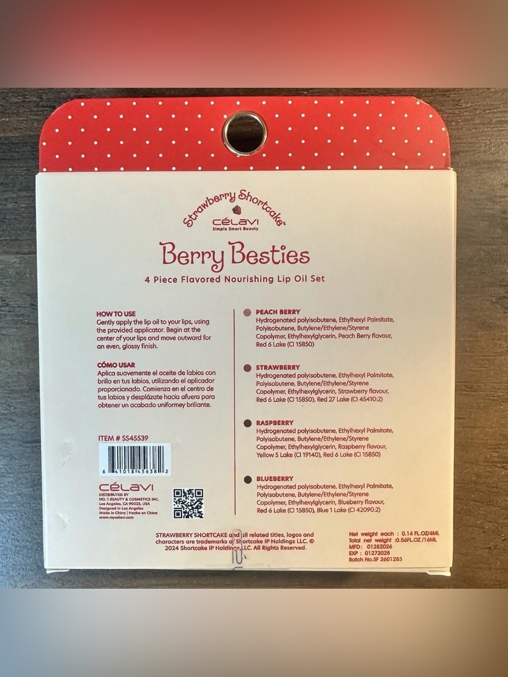 STRAWBERRY SHORTCAKE X CELAVI 4PC BERRY BESTIES FLAVORED NOURISHING LIP OIL SET - Picture 2 of 2